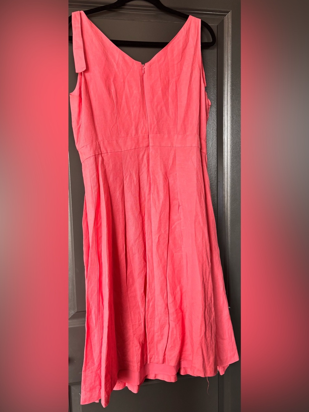 Ann Taylor Coral-Pink A-Line Dress with Tie Straps - Picture 4 of 5